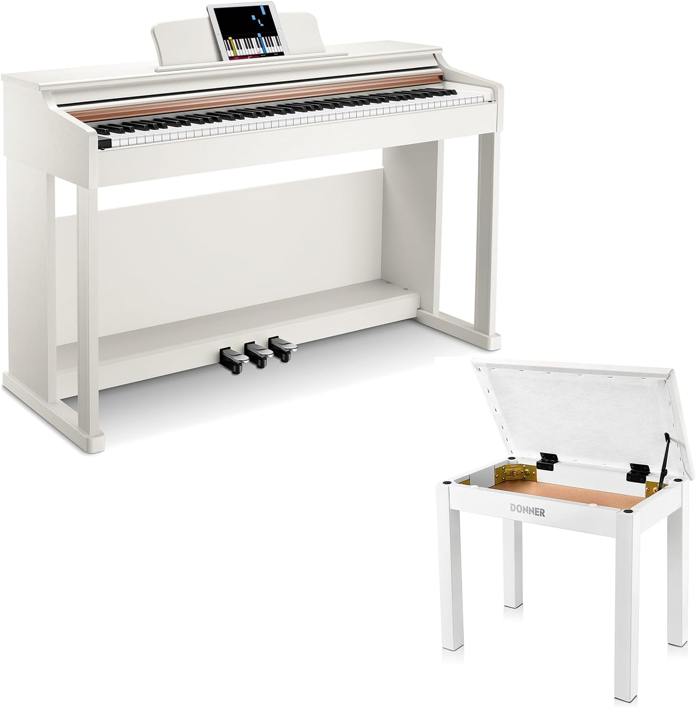 Donner DDP-100 Digital Piano White with Piano Bench