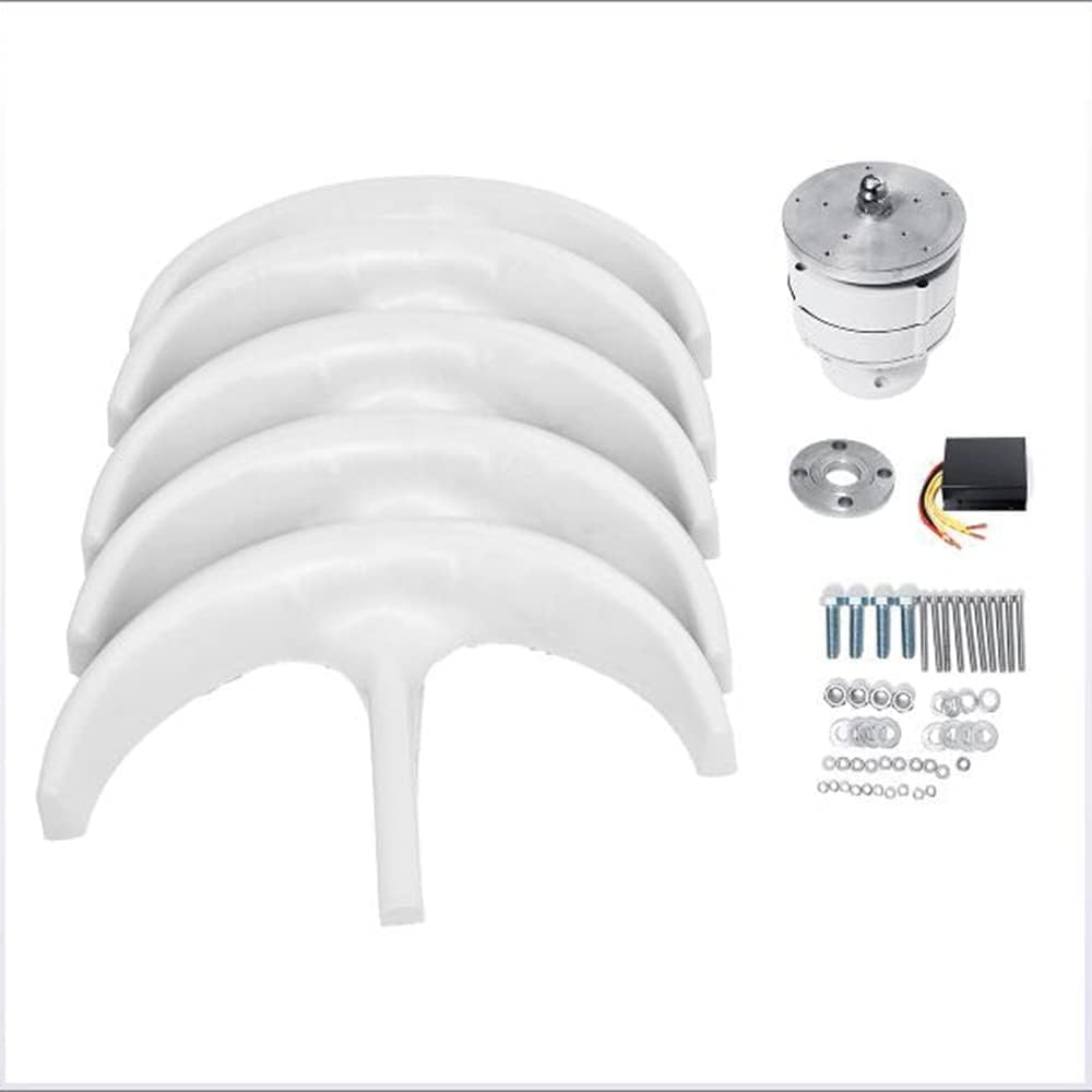 Wind Turbine Generator 6000W Wind Turbine 5 Blade Wind Controller Turbine Generator Kit for Boats Terraces Cabins Or Home(White 12V 24V 48V)