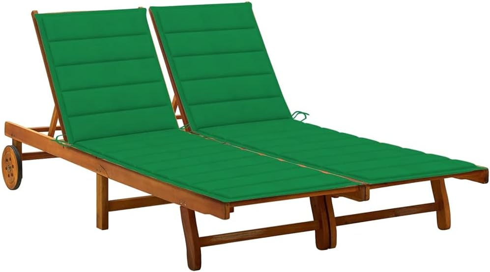 Patio Lounges 2-Person Patio Sun Lounger with Cushions Solid Acacia Wood