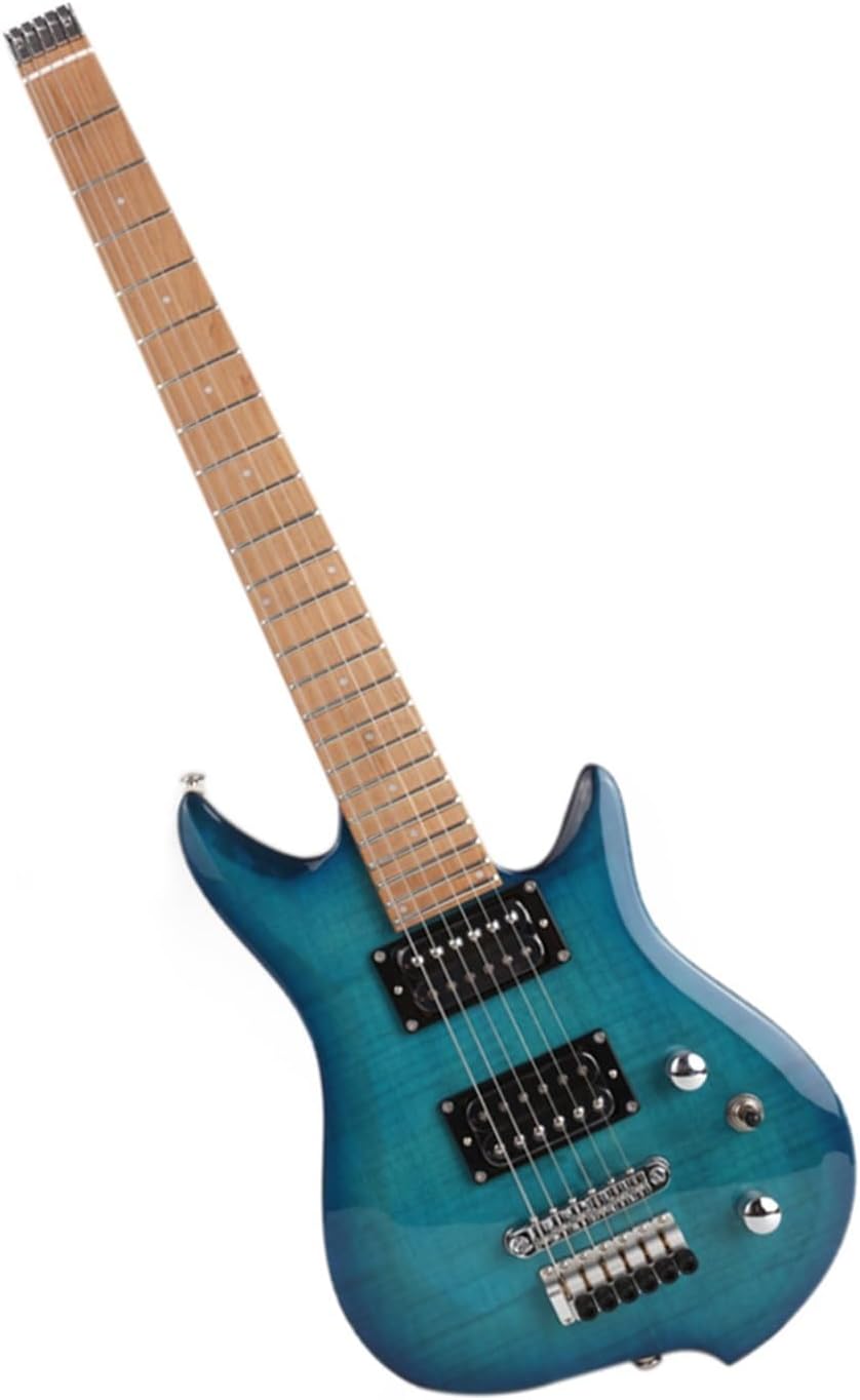 Mahogany with Flamed Maple Top Body Maple Neck Fingerboard Headless Travel Portable Electric Guitar Professional Headless Guitar