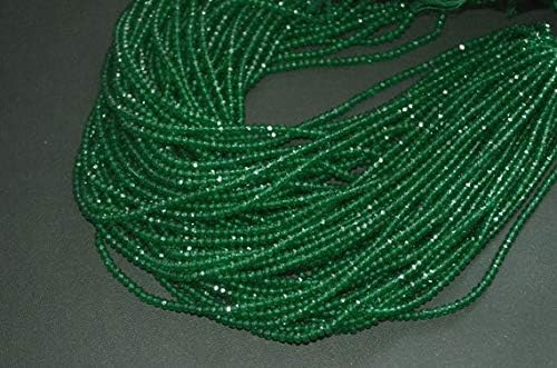 13 inch natural beads strand of 2.75-3.25mm faceted rondelle green onyx gemstone beads for DIY jewelry - necklace, bracelet, earring, ring.