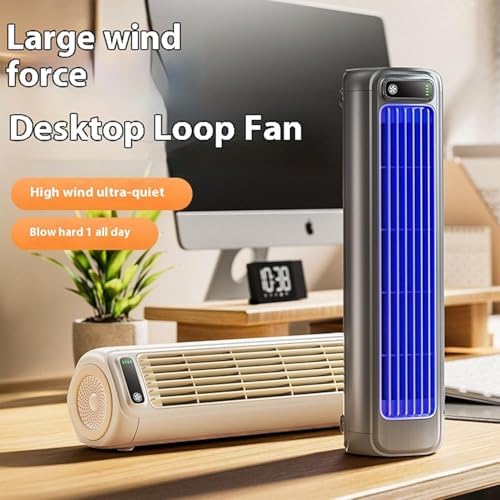 Qinux Brizaac Imwing Portable Bladeless Air Conditioner, 3 Quiet Speed Cooling Fan, USB Wall Mount AC Unit, Efficient Gray Cooling Tower for Home & Office
