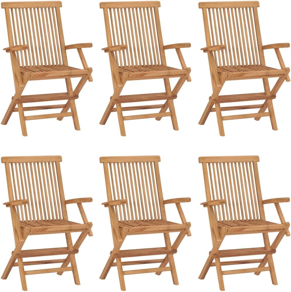 Folding Patio Chairs 6 pcs Solid Teak Wood,Exquisite Patio Chair Set: Enduring Comfort and Style for Your Outdoor, Outdoor Furniture, Outdoor Chairs