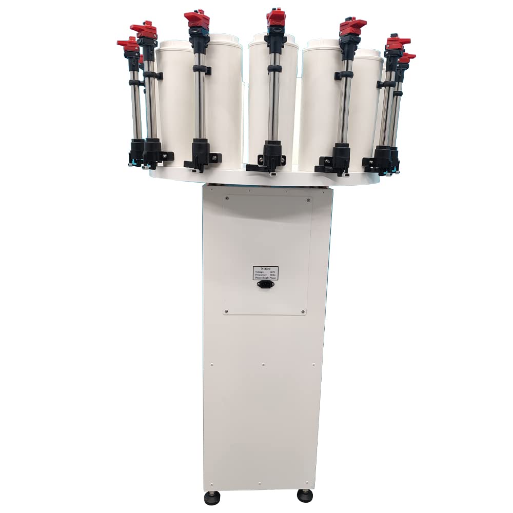 14-Station Paint Colorant Dispenser 2.3L Capacity Tinting Machine 110V Water Oil Color Paste Toning Machine Paint Color Tinting Mixer with Double Pump & Double Gauge & Adjustable Platform