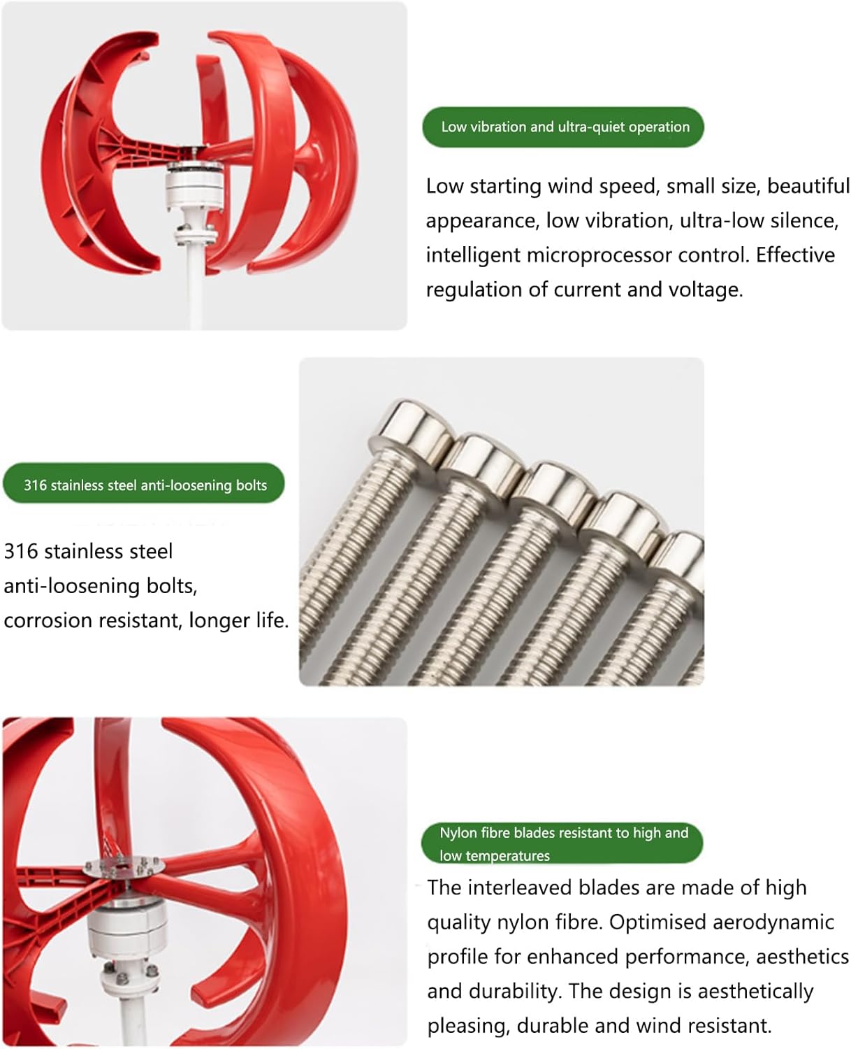 12V 24V 48V 5 Blades Wind Turbine Generator 5000W Lantern Vertical Axis Motor Kit for Home Hybrids Streetlight Use System