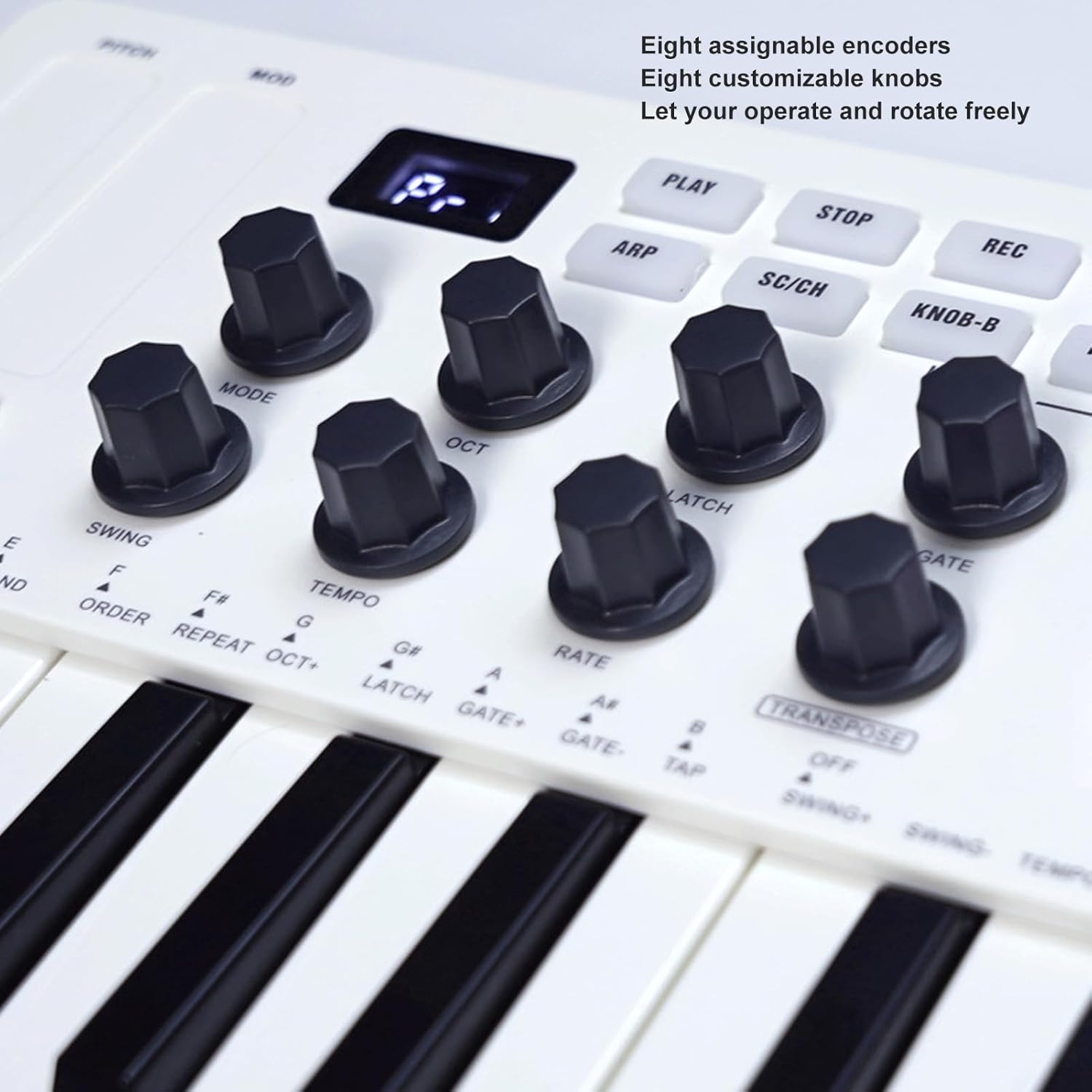 USB MIDI Keyboard Controller, MIDI Keyboard with 8 Beat Pads, 8 Backlit Drum Pads, 8 Assignable Knobs and Music Production Software [ BT Wired Connection ]