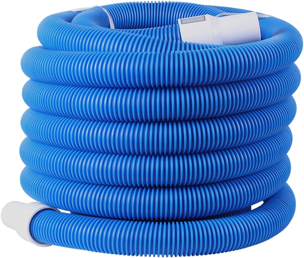 Heavy Duty Dark Blue Pool Vacuum Hose with Kink-Free Swivel Cuff Professional Spiral Wound Swimming Pool Hose Perfect for Skimmer Vacuum Heads Filter Pumps Filtration Systems (50 FEET)