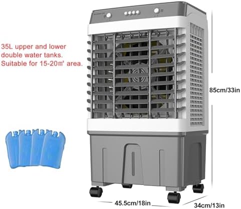 3 in 1 Portable Air Conditioner, Swamp Cooler, Evaporative Air Cooler Outdoor Cooling Fan, 120° Oscillating, 3 Speed for Patio Garage Industry Commercial Use(44.5x34x85cm/18x13x33inch)