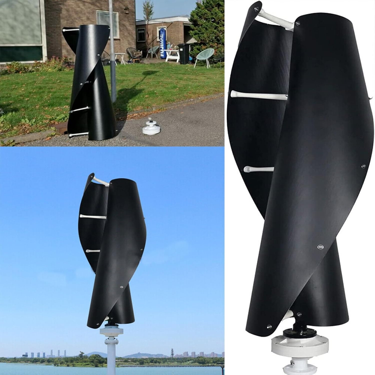 2000W Vertical Wind Turbine 12V/24V/48V Magnetic Levitation Wind Turbine Household Outdoor High-Power Wind Turbine, Real Standard Generator (Color : Black, Size : 48V)