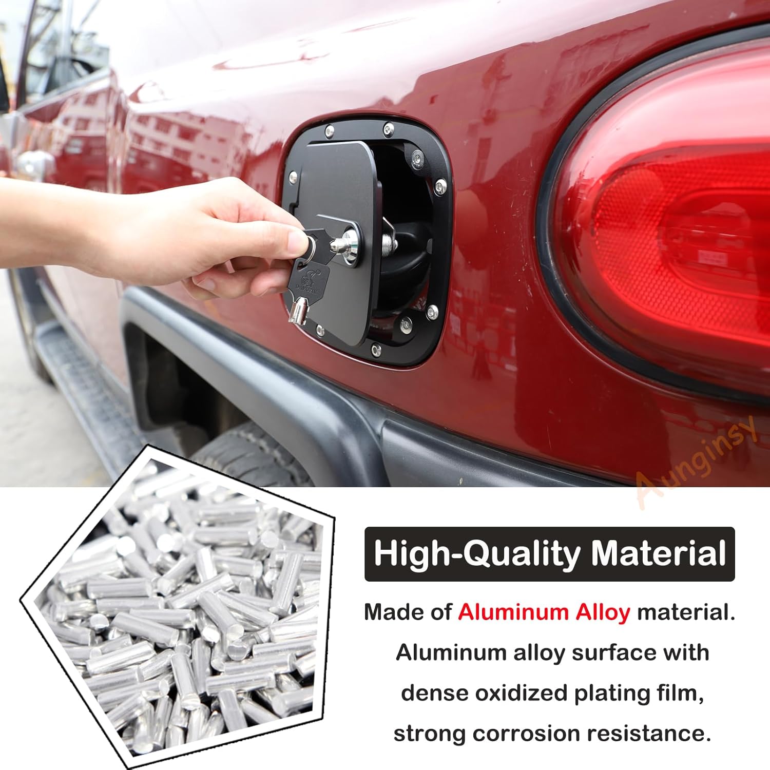Car Door Locking Gas Cap Tank Cover Fuel Door Protector Compatible with Toyota FJ Cruiser 2007-2021 Fuel Tank Cover Trim Gas Cap Cover Fuel Filler Door Gas Cap Fuel Tank Door Gas Tank Cap Accessories