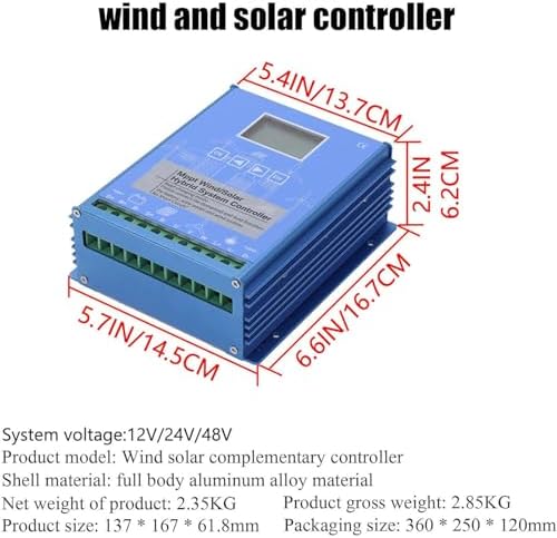 12000W Wind Solar Hybrid Charge Controller - Auto Regulator for 12V/24V/48V Systems with LCD Display, Works with Wind Turbine & Solar Panel, Supports LiFePO4, AGM, Gel, Flooded & Lithium Batteries