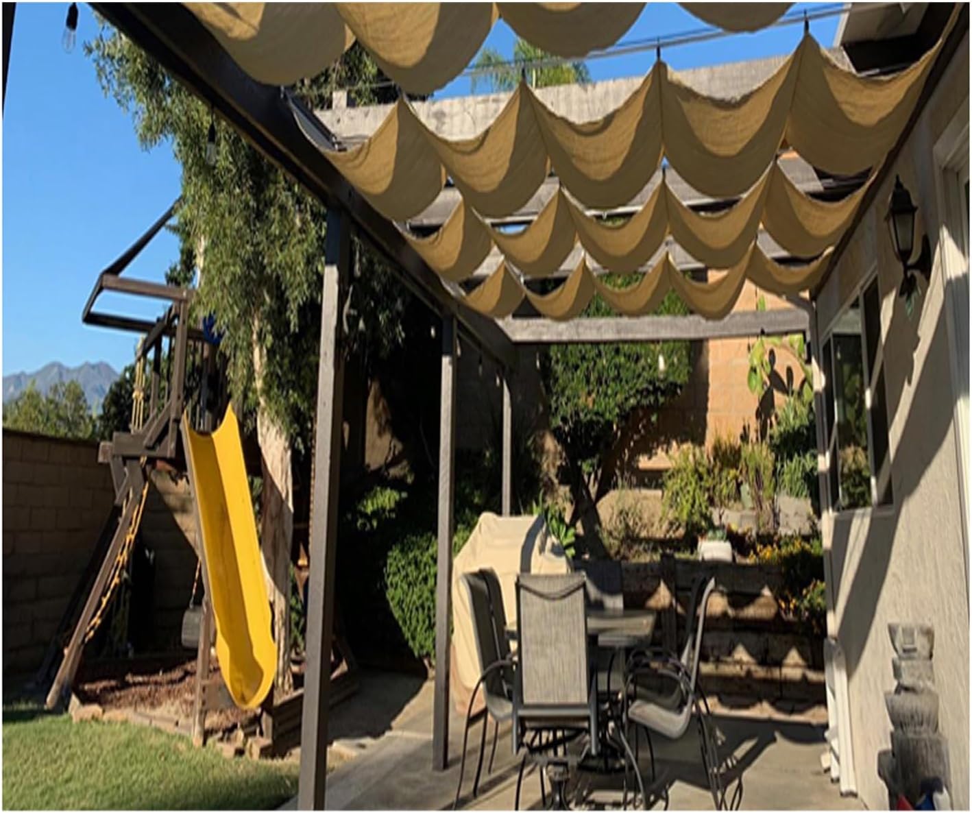Retractable Sun Shade Canopy Cover，Sliding Wave Shade，Wave Shade Cover，Strong Accessories, Stable and Durable, Can Withstand Falling Objects, Safe Protection(W:1.5m/4.92ft*L:20m/65ft)