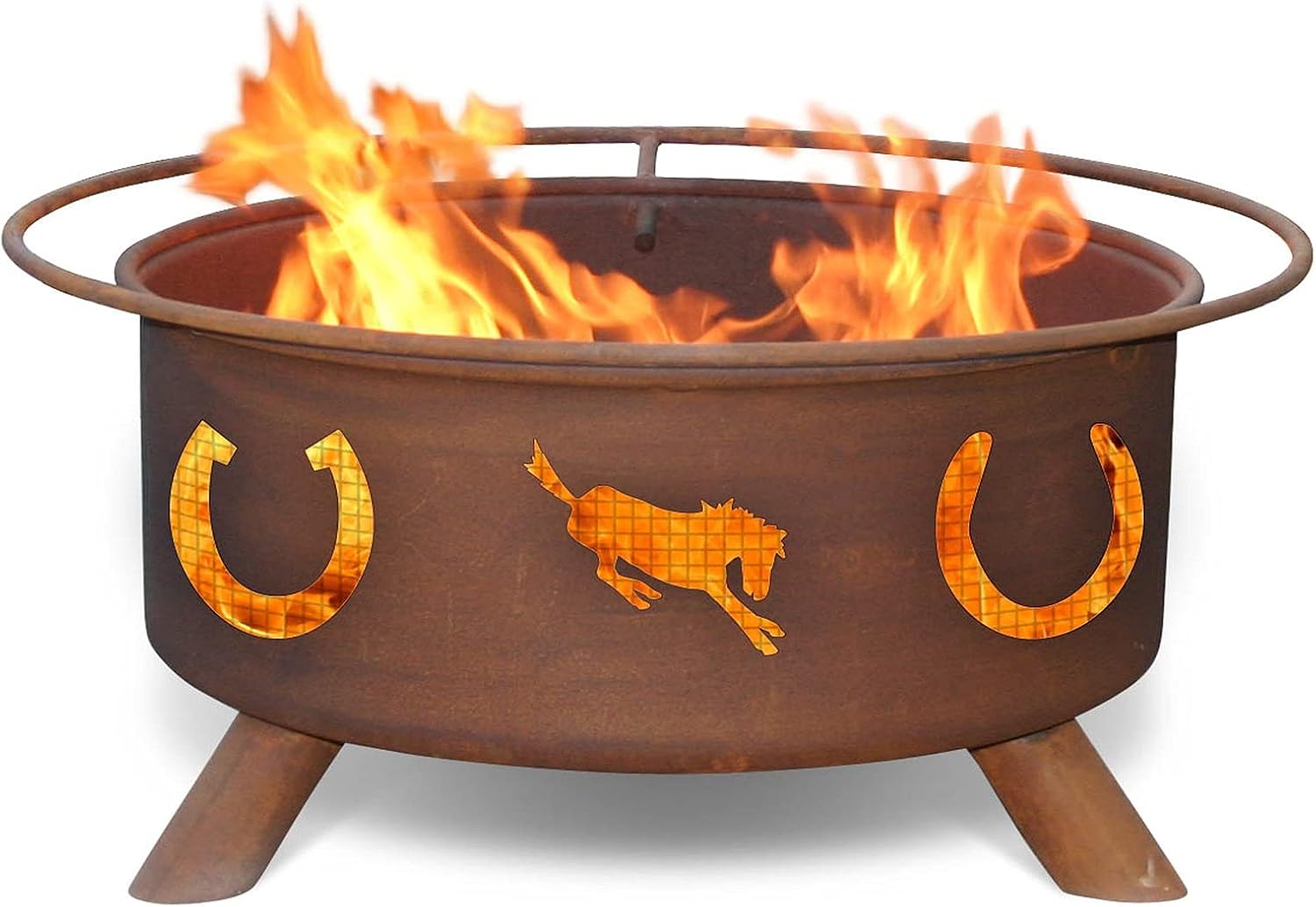 Patina Products F105 Horseshoes Steel Outdoor Fire Pit - 24 x 24 x 11 inch - Natural Rust Patina Finish