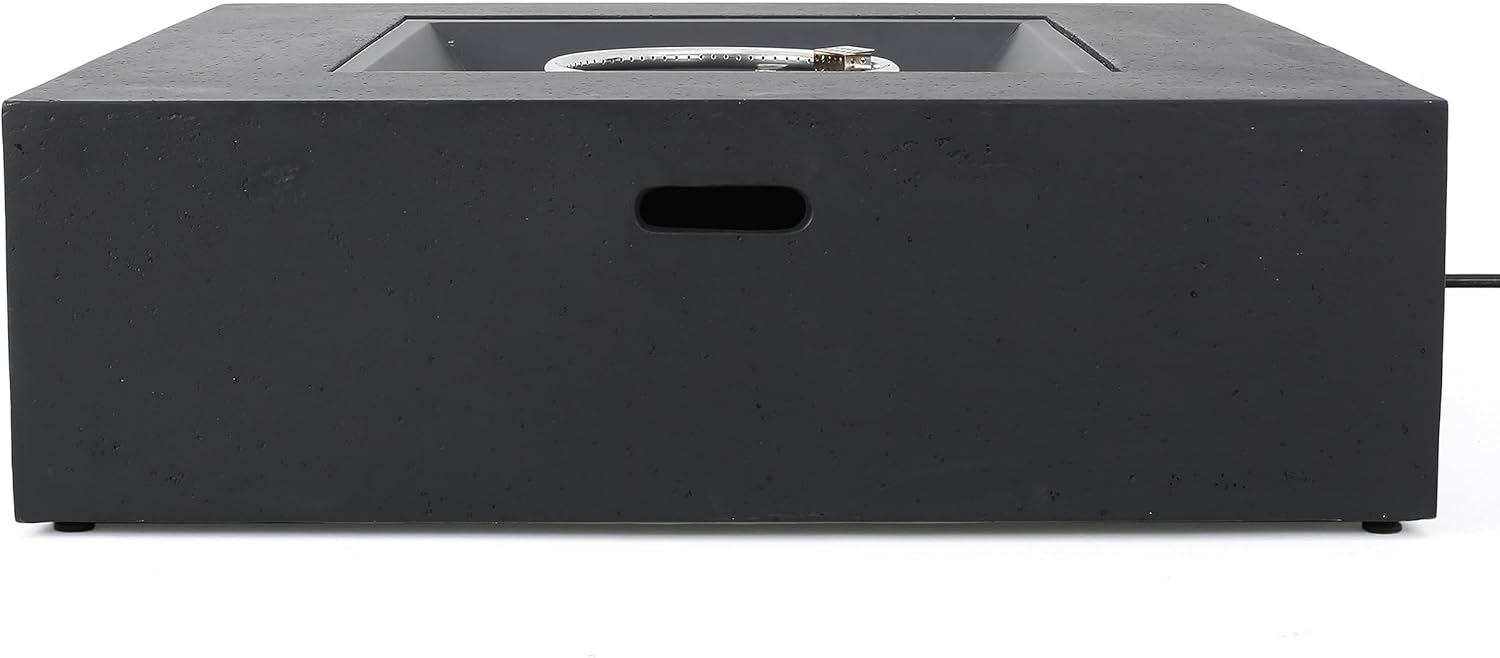 Christopher Knight Home Aidan Dark Grey Square 50K BTU Outdoor Gas Fire Pit Table with Tank Holder