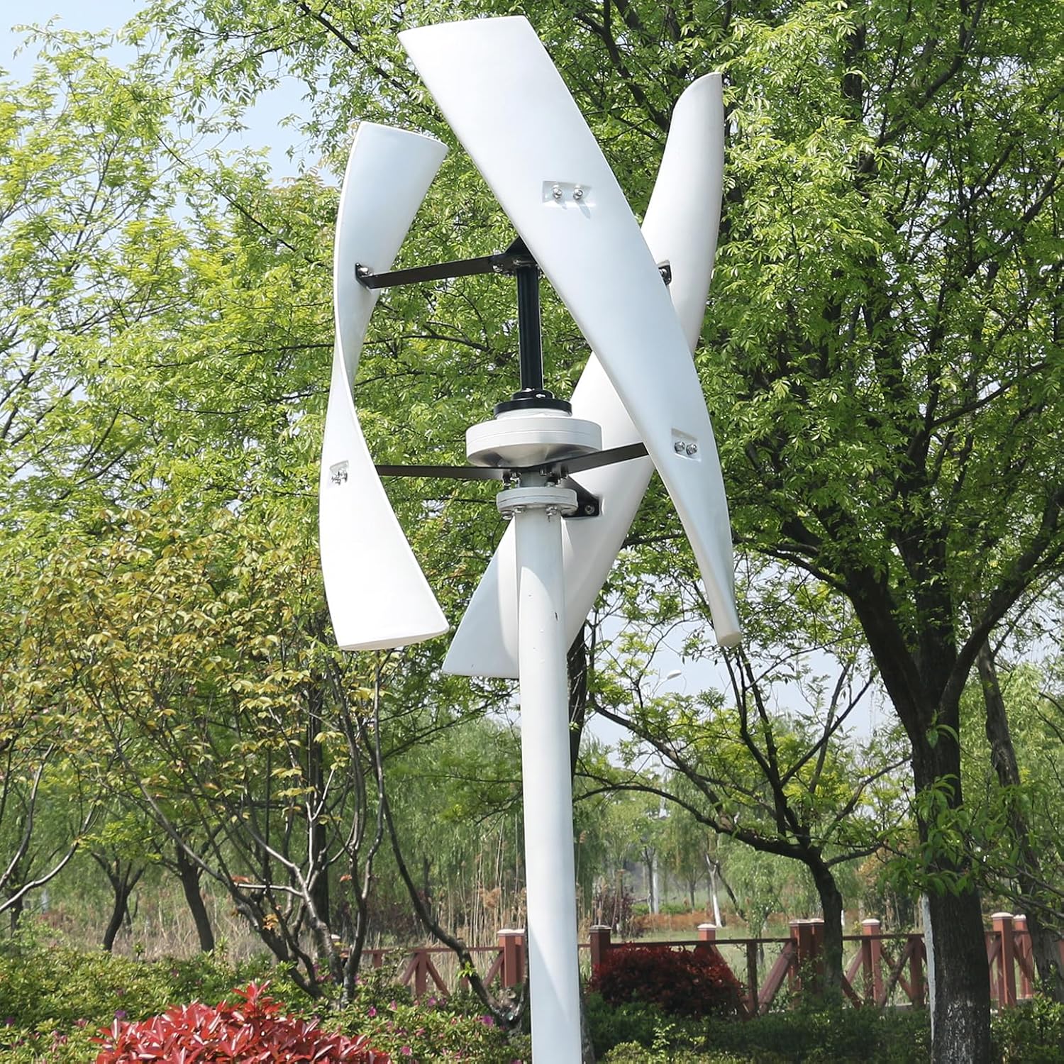 2000W / 2500W Windmill Generator Low Speed 3 Blades Wind Turbine Kit 12V / 24V / 48V Permanent Magnetic Levitation Vertical Axis Wind Power Generator for Home Roof,Red,2500W48V