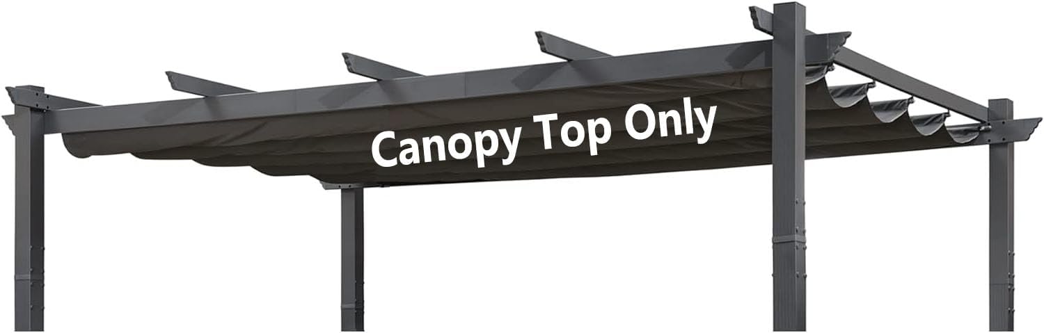 Pergola Shade Cover for 10' X 13' Deck Porch Outdoor Retractable Durable Yarn-Dyed Fabric Canopy Replacement Cover Top Only Gray