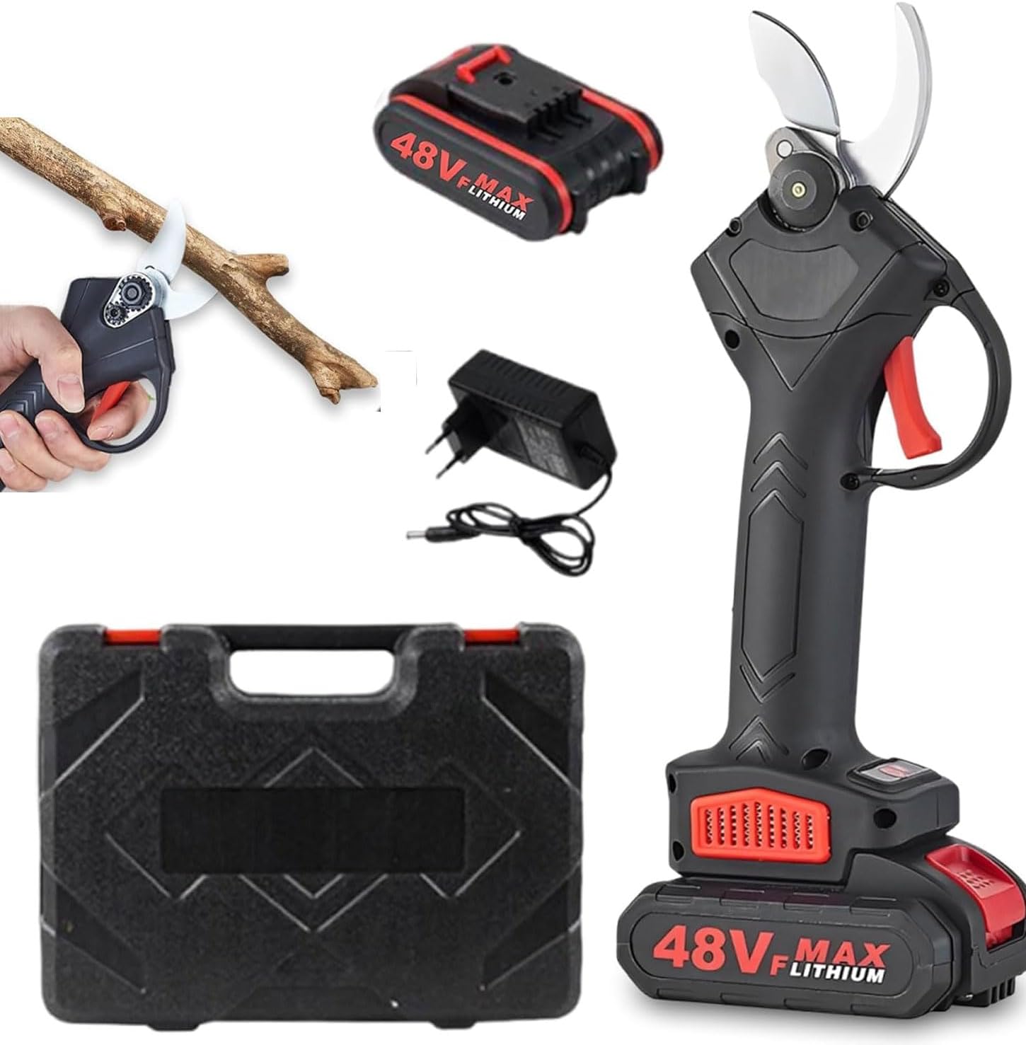 Electric Pruning Shears, Portable Power Shears, 1.2 in Cutting Diameter Cordless Power Pruner, Electric Pruning Shears Branch Cutter for Gardening, Fruit Trees, Yard, Lawn (1 Battery)