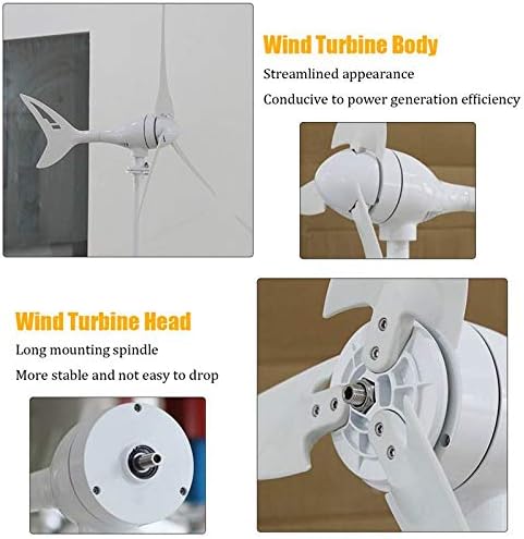 8000W 12/24 Volt Wind Turbines Horizontal Wind Generator 3/6 Blade Power Automatically Adjust Windward Direction Tail+Controller,3 Blades,24v