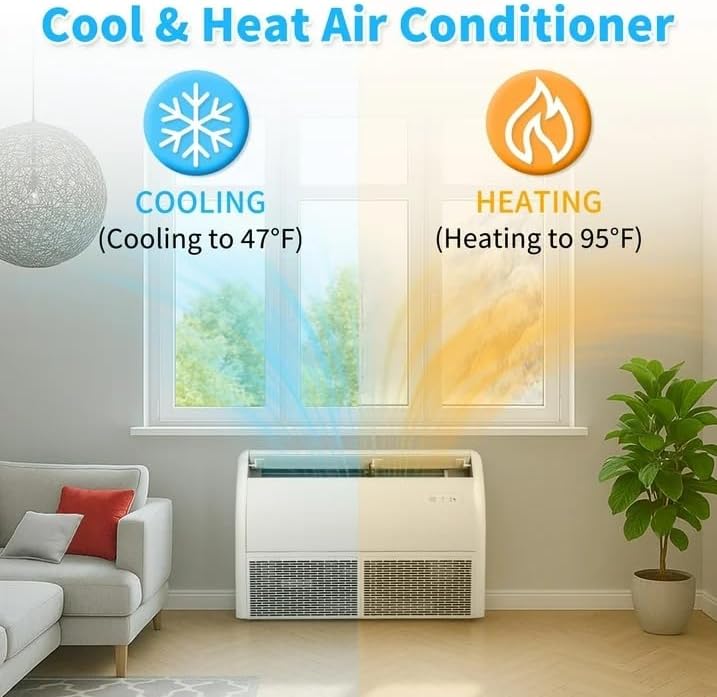 Bonnlo 22200 BTU Floor Ceiling Mounted Air Conditioner with Inverter & Remote Control, 23 SEER2 Ductless Mini Split AC/Heating System with Pre-Charged Condenser, Heat Pump & Installation Kit, 230V