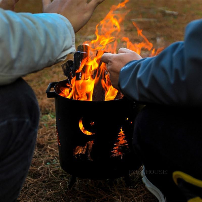 Outdoor Fireplaces Outdoor Fire Pit Patio Furniture Cast Iron Basin Bonfire Brazier Heating Stove Furnace Garden Courtyard BBQ Grill Fire Pits