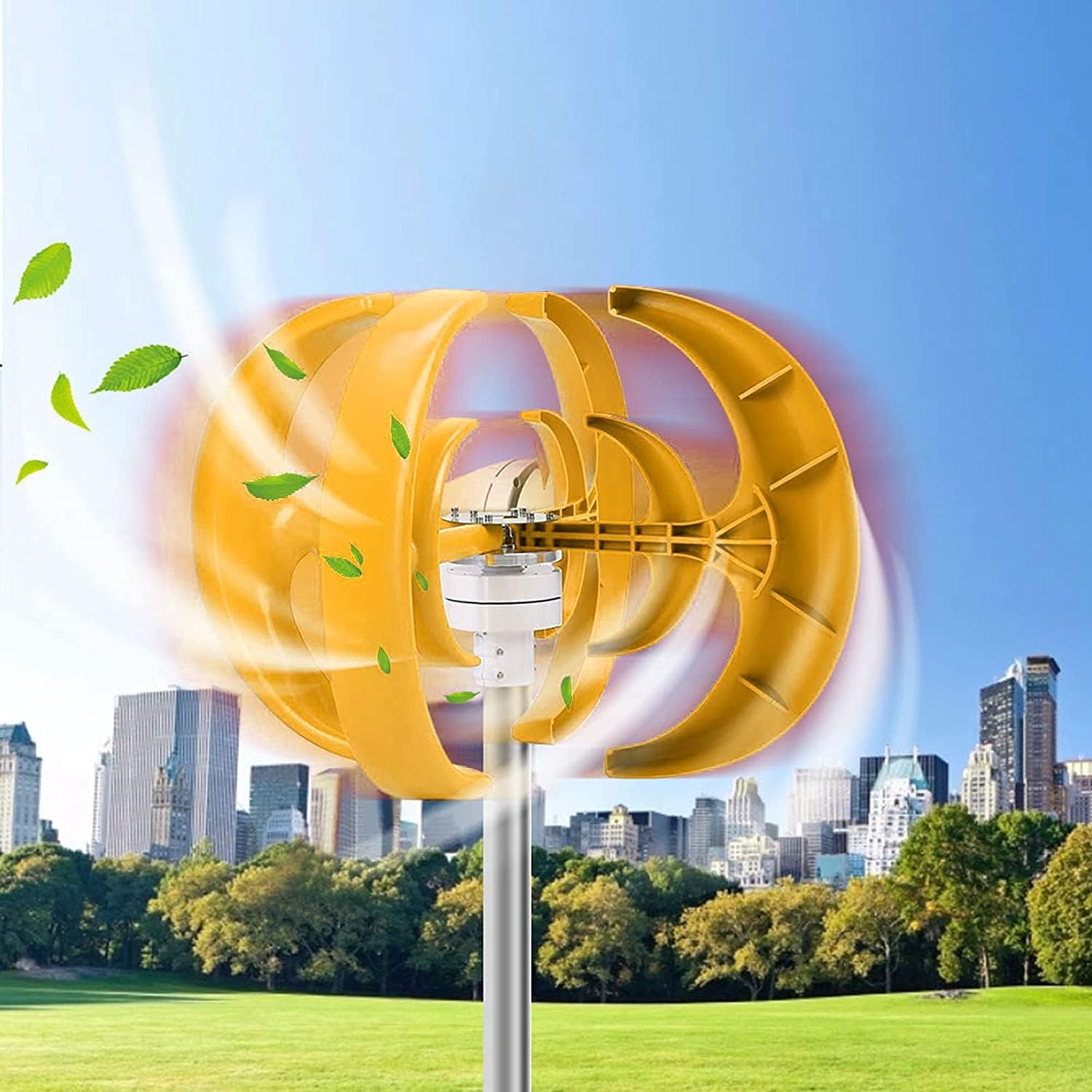 Wind Turbine Generator Kit 9000W 4-Blade Wind Turbine Motor with Charge Controller Power Generation Kit for Home Boat Industrial Energy Yellow