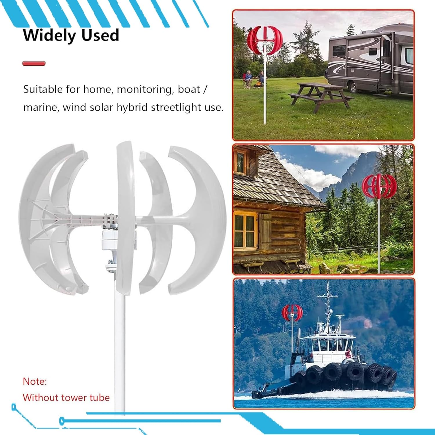 Wind Turbine Generator Kit, 16000W 12V/24V/48V Vertical Wind Turbine Electricity Set, 5 Blade Horizontal Wind Power Generator Kit for Home, Boat, Marine, Monitoring, Street Lighting(White,24V)