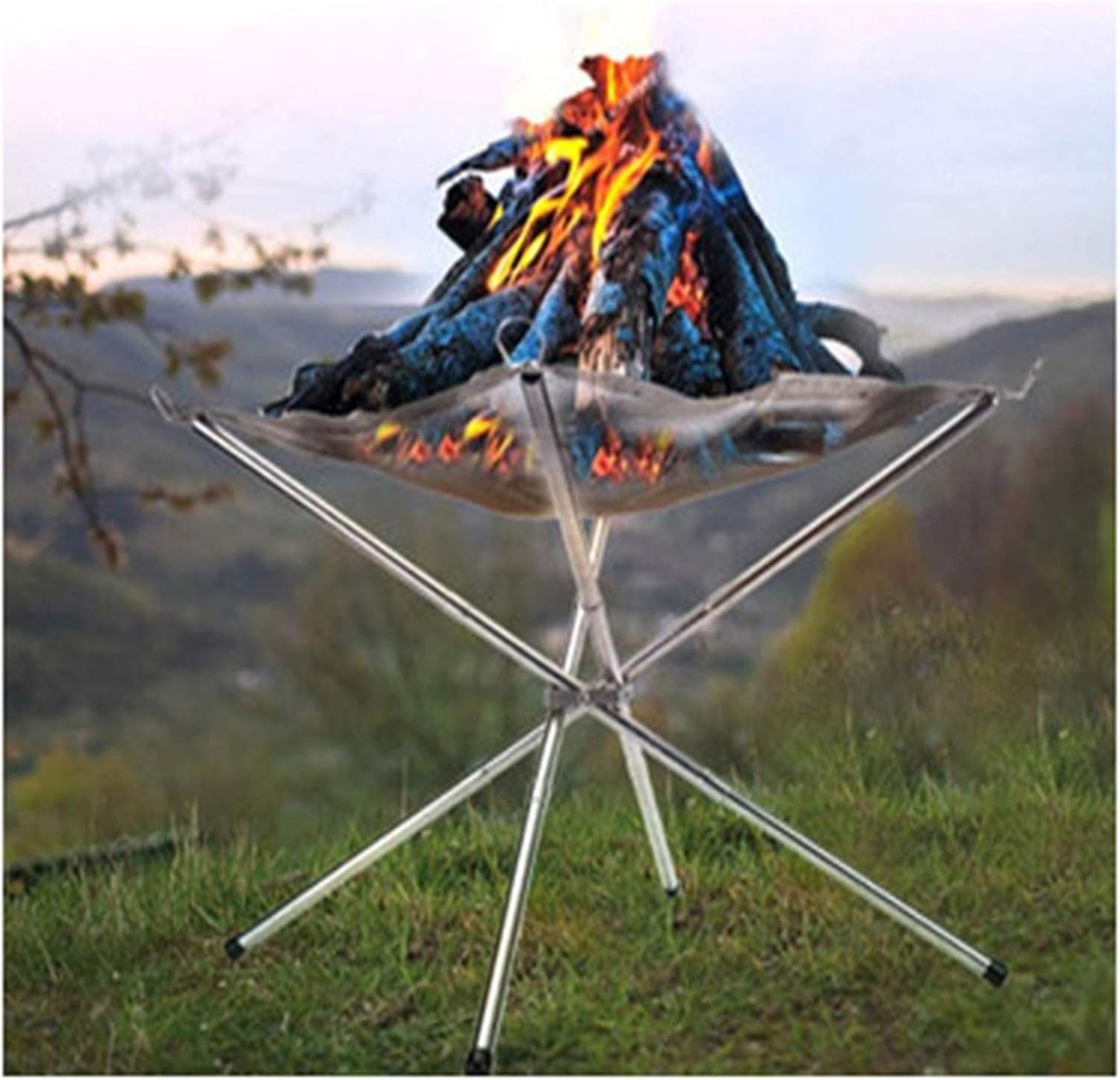 Outdoor Fire Pit Portable Fire Pit, Outdoor Camping Folding Wood Burning Backpack Stove, with Storage Bag, Collapsing Stainless Steel Mesh Fireplace