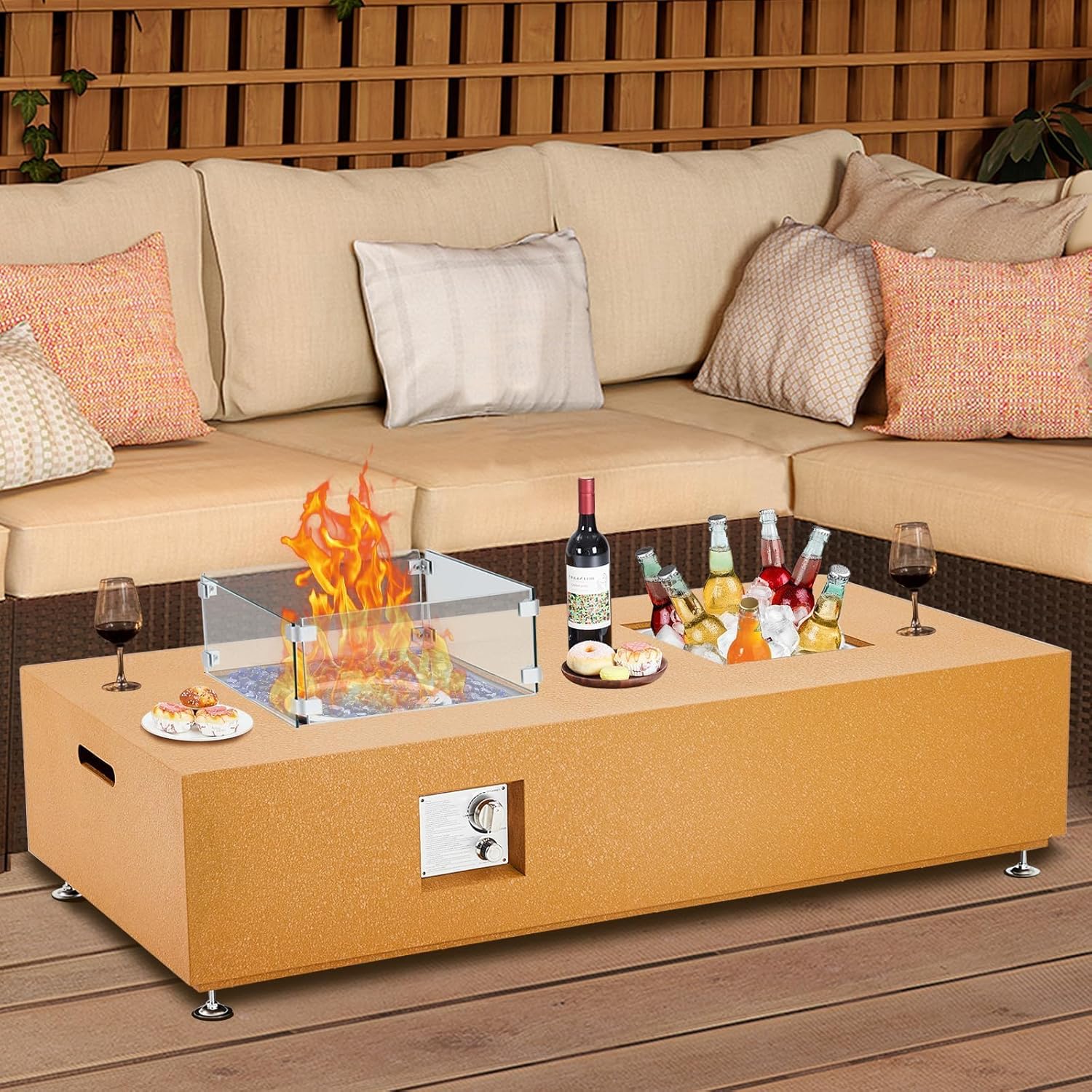 2-in-1 Outdoor Fire Table & Dining Table | 5,000 BTU 56