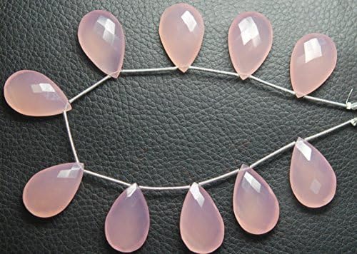 5 match pair - rose pink chalcedony faceted pear briolettes 16x25mm large size