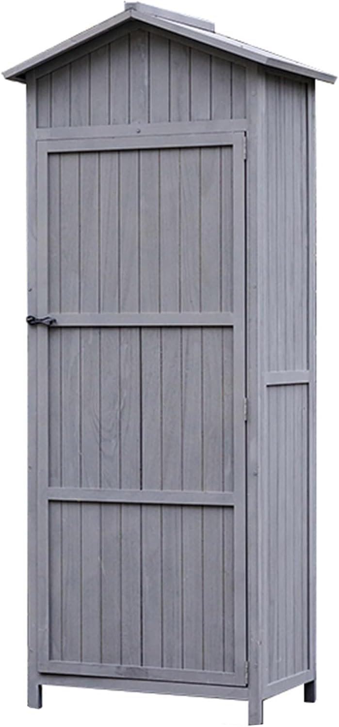 Garden Storage Shed, Storage Shed with Detachable Shelves, Wooden Garden Shed with Waterproof Roof, Vertical Garden Tool Organizer for Outside Yard Patio Deck (One Color Dark Grey)