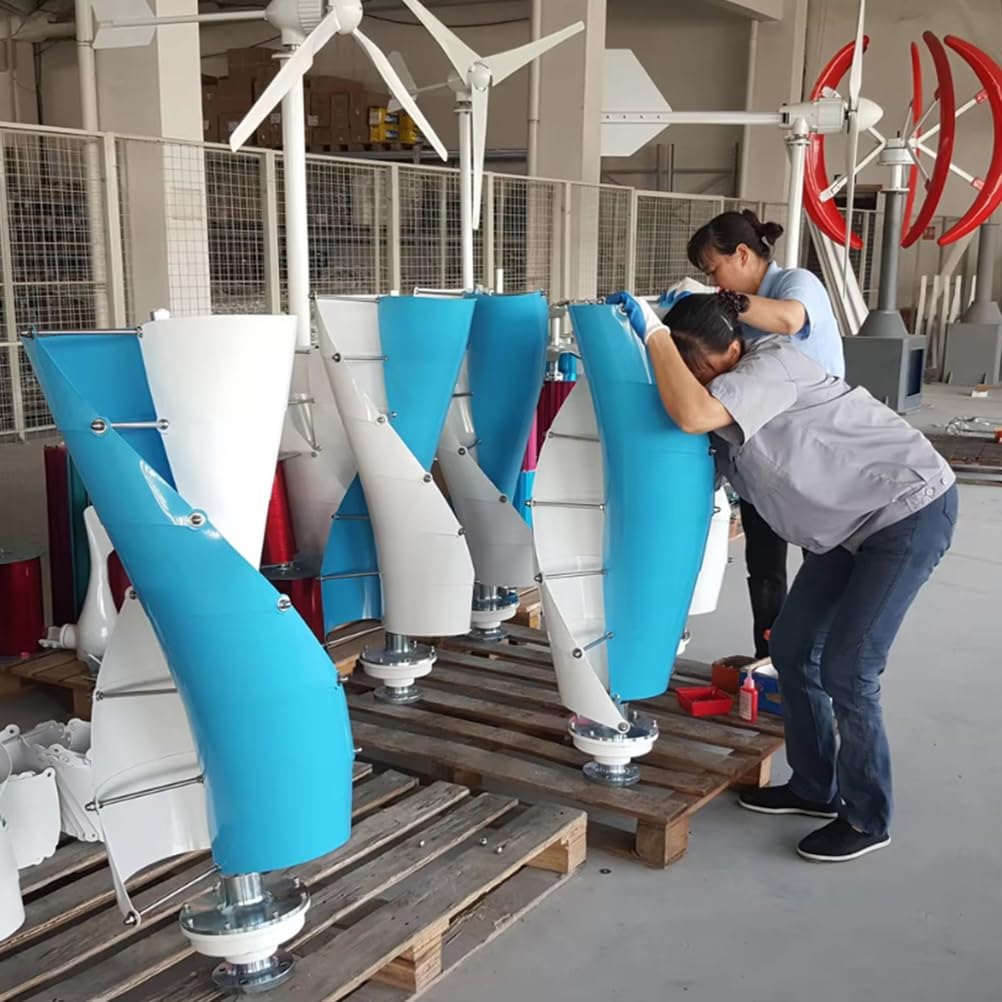 1500W 10-Blade Spiral Wind Turbine Kit, Low Starting Speed 3 Phase AC 12V 24V 48V for Home, Street Lighting Wind Power Generator W/Controller