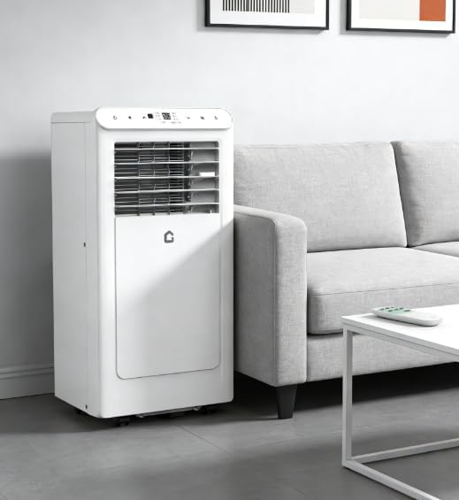 8,000 BTU Energy Efficient Portable Air Conditioner, 3-in-1 AC with Fan & Dehumidifier, Cools 350 Sq.ft Rooms, Remote Control, 24H Timer, Auto Swing, Portable AC Unit for Bedroom/Office