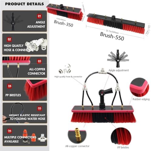 Glass Cleaning Brush Household Water Supply Telescopic Pole Kit Solar Panel Rotating Brush Solar Photovoltaic Panels，9M Telescopic Water Fed Window Cleaning Pole for Photovoltaic a