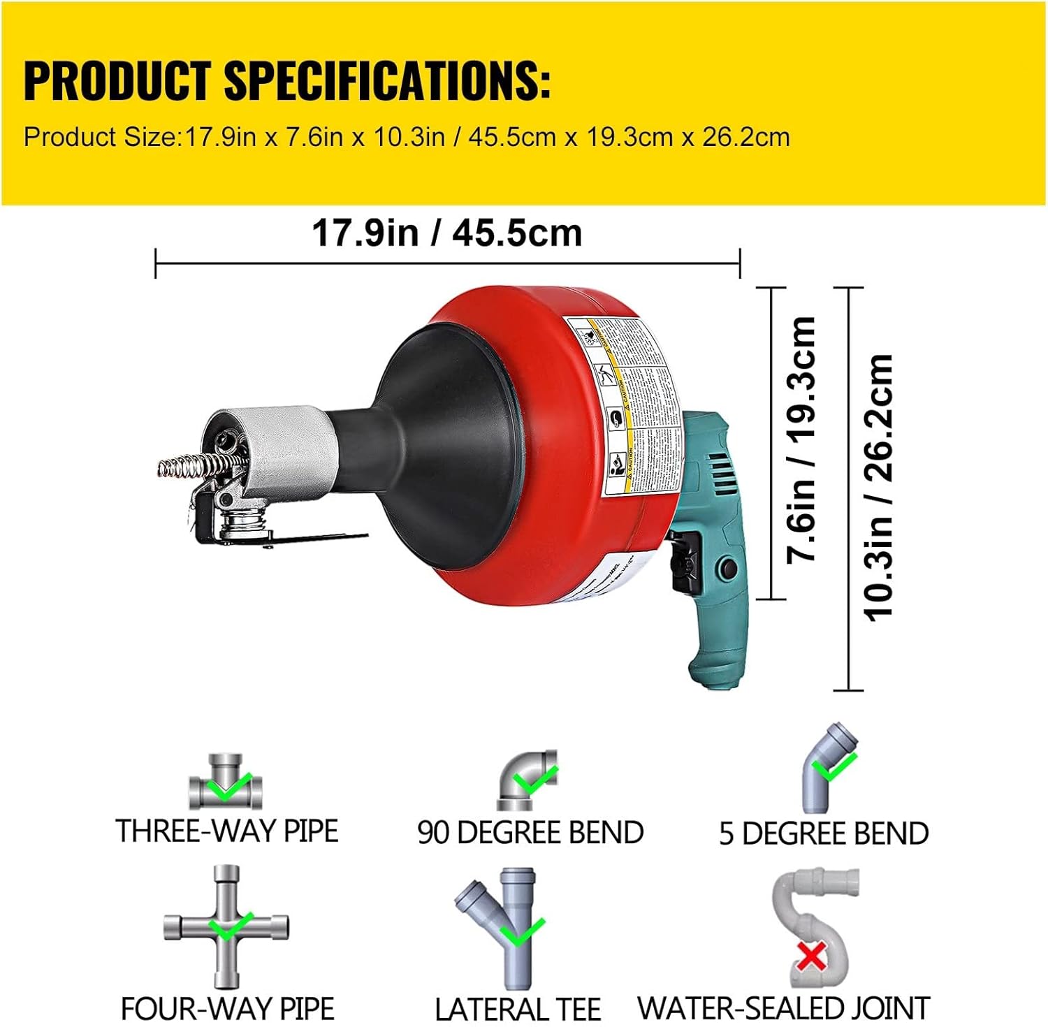 Handheld Electric Drain Cleaner 20-65 Mm Manual Pipe Unblocker Kitchen Sink Toilet Sewer Dredge Cleaning Clogs Machine 8M with Efficiency