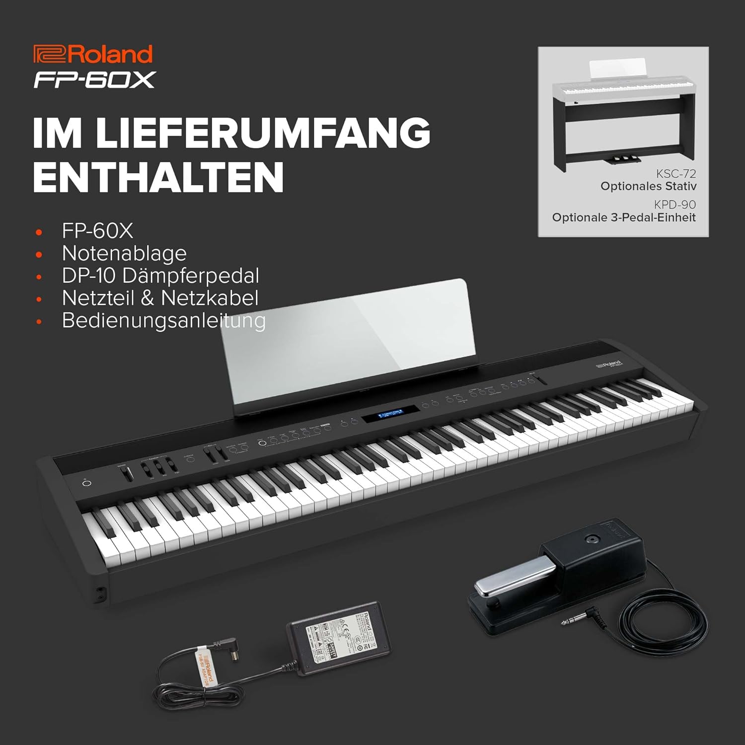 Roland FP-60X | Pro Performance 88-Note Digital Piano | Built-In Powerful Amplifier & Custom Stereo Speakers | Onboard Sound Customization | Curated Tones & FX | Bluetooth & MIDI Connectivity | Black