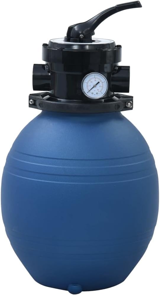 vidaXL Pool Sand Filter in Blue - Effective Water Purifier with 4-Position Valve - 197.8 ft³/h (1800 GPH) Flow Rate - High-Density Polyethylene Build - Requires 41.9 lb Ground Filter Sand