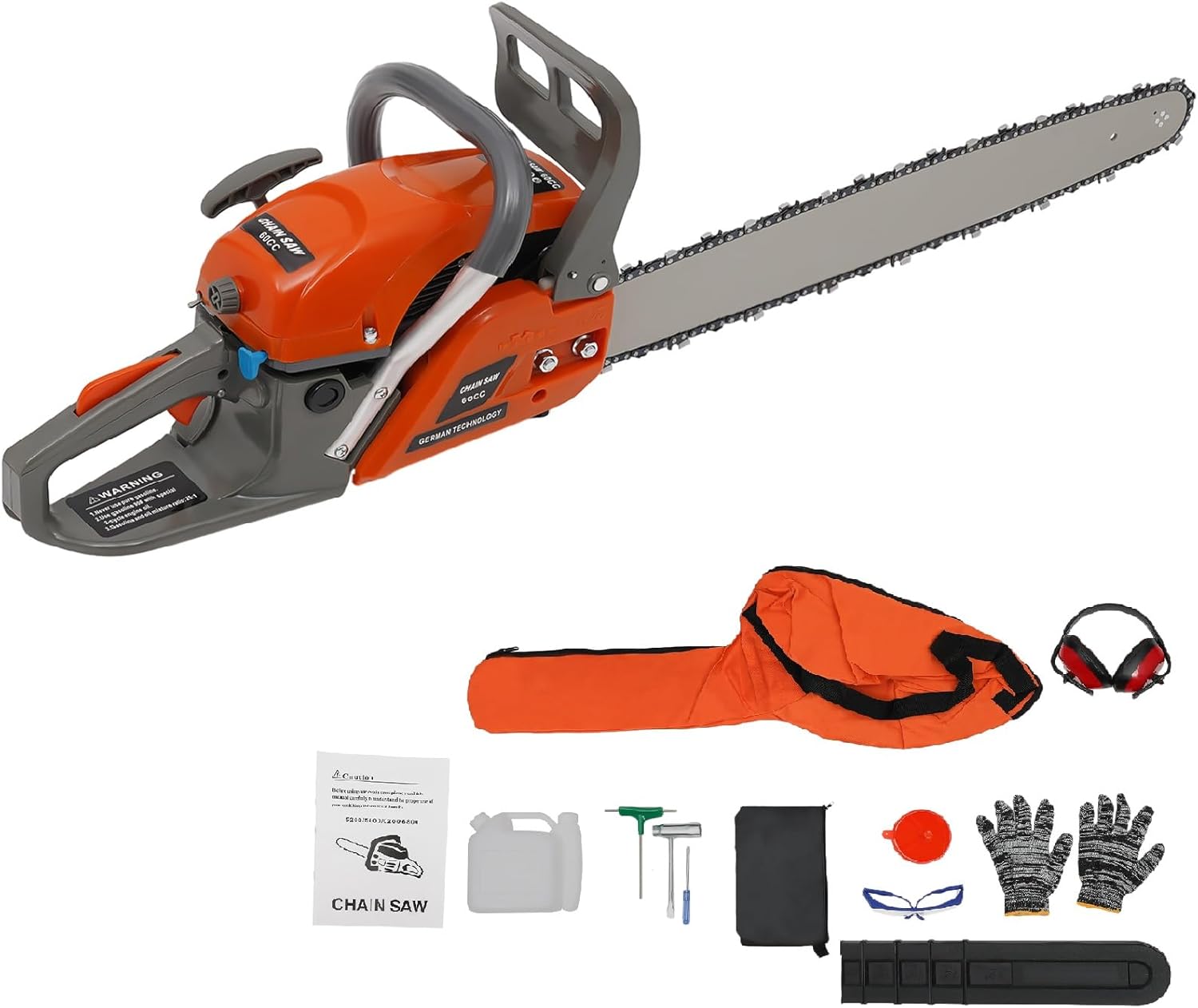 Chainsaw Gas Powered 22 inch 60CC Handheld Cordless Chain Saw 2 Cycle Professional Powerful Gasolin Chainsaws with Air Cooling System Portable Chain Saws for Wood Cutting and Tree Pruning