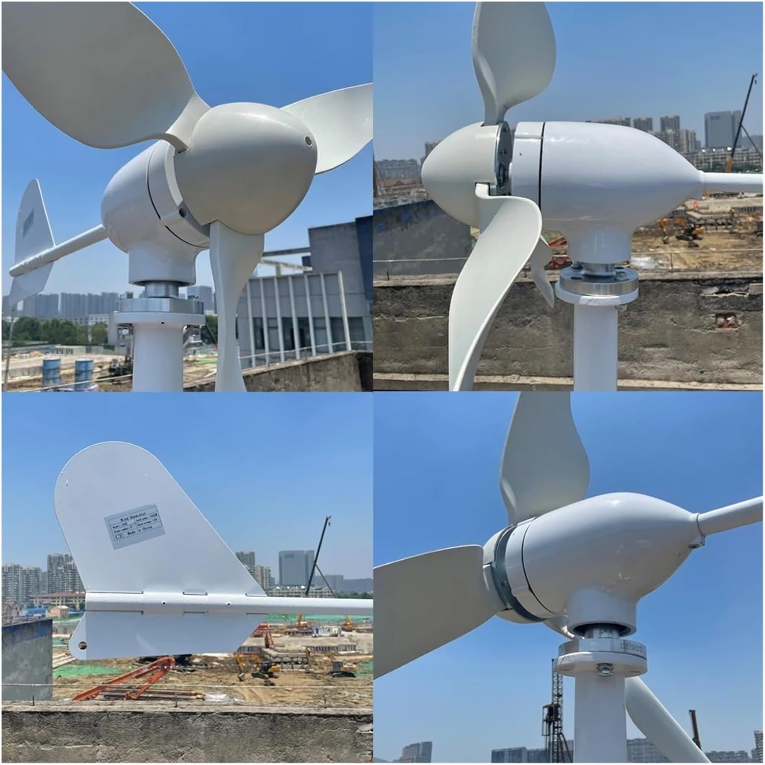 10KW 3 Blades Horizontal Wind Turbine Generator 12v 24v 48v with Mppt/Hybrid Charge Controller Windmills for Farm Home Low Starting Speed for Home(Hybrid Control,12V)