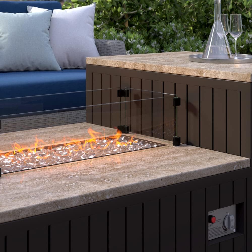 RST Brands Portofino Comfort 56x31 Stone Fire Pit Table - Gray