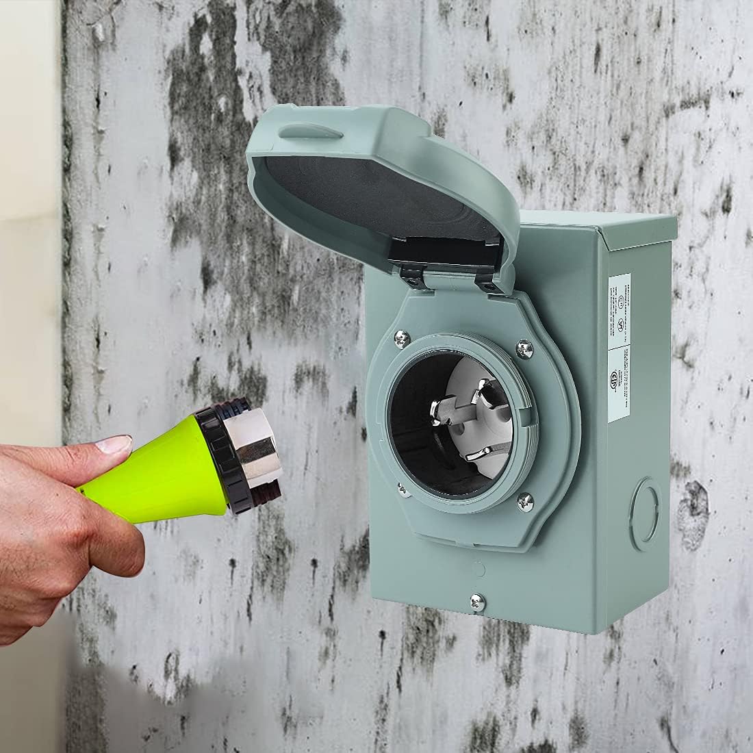 50 Amp Generator Power Inlet Box, NEMA SS2-50P 125/250 Volt 12500 Watts Power Inlet Box for 3 Prong Generator Cord, ETL Listed, Weatherproof Outdoor Use