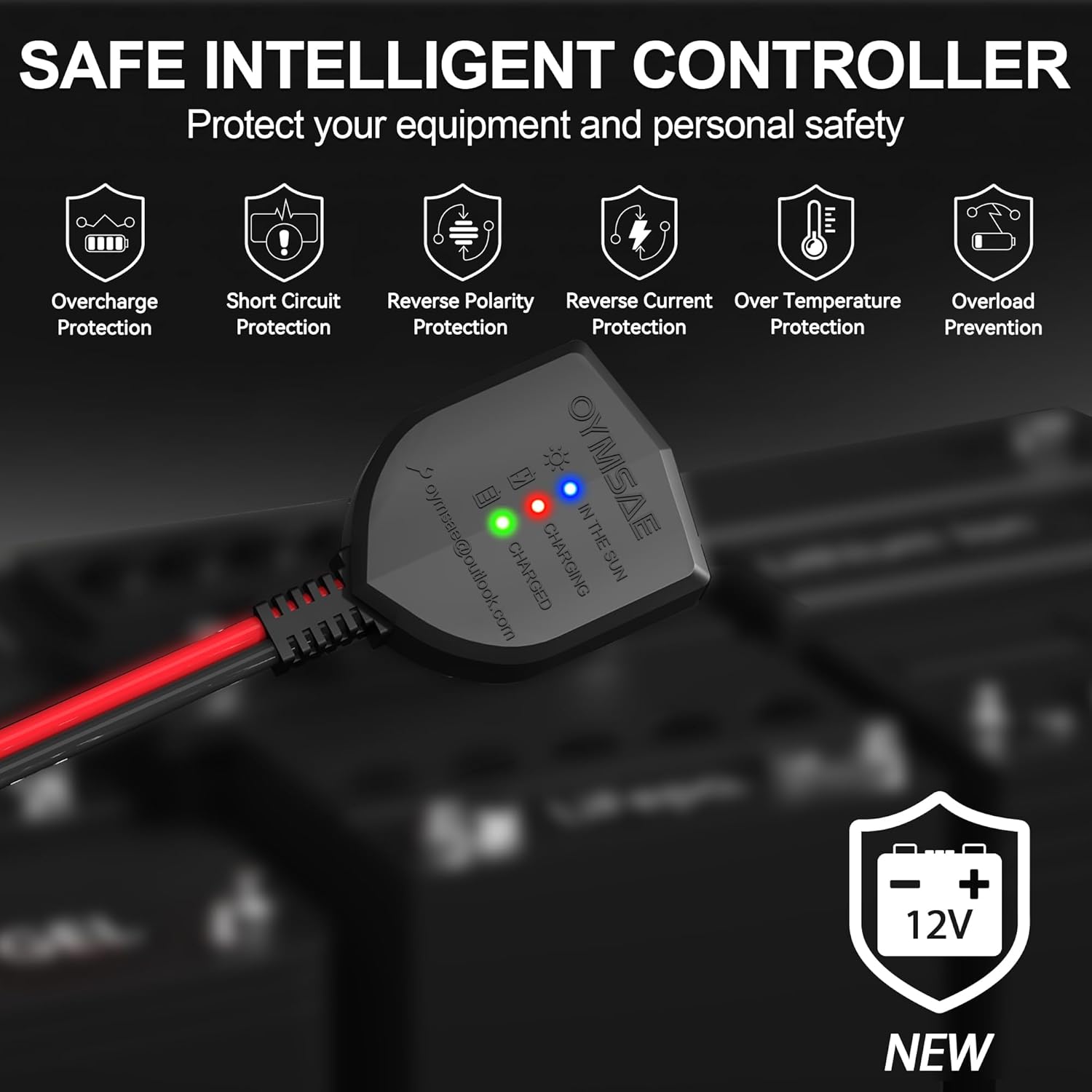 OYMSAE 30W 12V Solar Panel Battery Charger Portable Waterproof Power Trickle Battery Charger & Maintainer for Car Boat Automotive RV with Cigarette Lighter