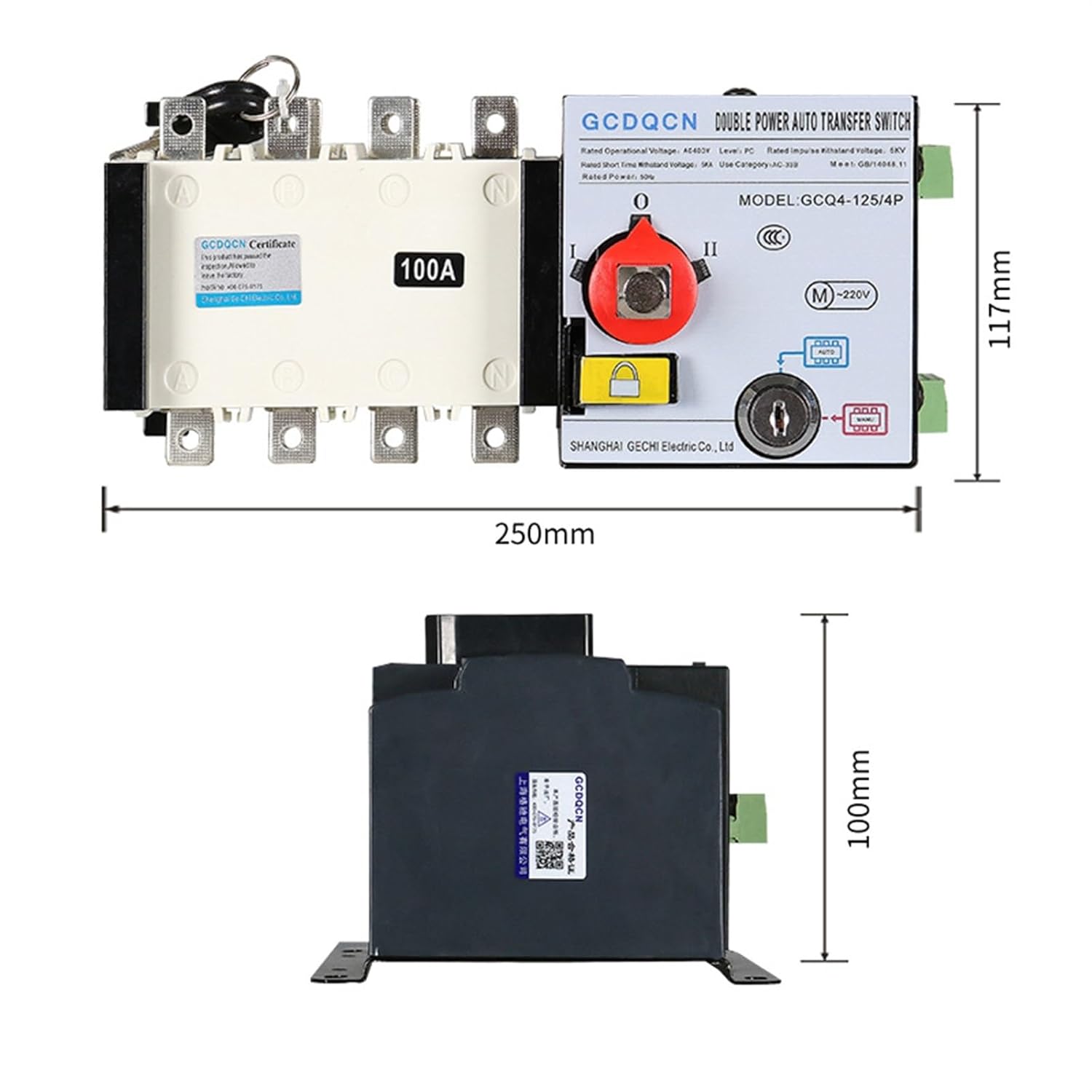 GCQ4 Isolated PC-Level Generator Switch fire-Fighting Dual Power Automatic Transfer Switch(4P3200A)