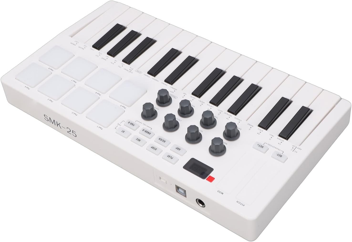 GOWENIC 25 Key MIDI Keyboard Controller with 8 Backlit Drum Pads 8 Knobs, Portable Beat Maker Machine, Music Production Software for Computer Recording, Music Production