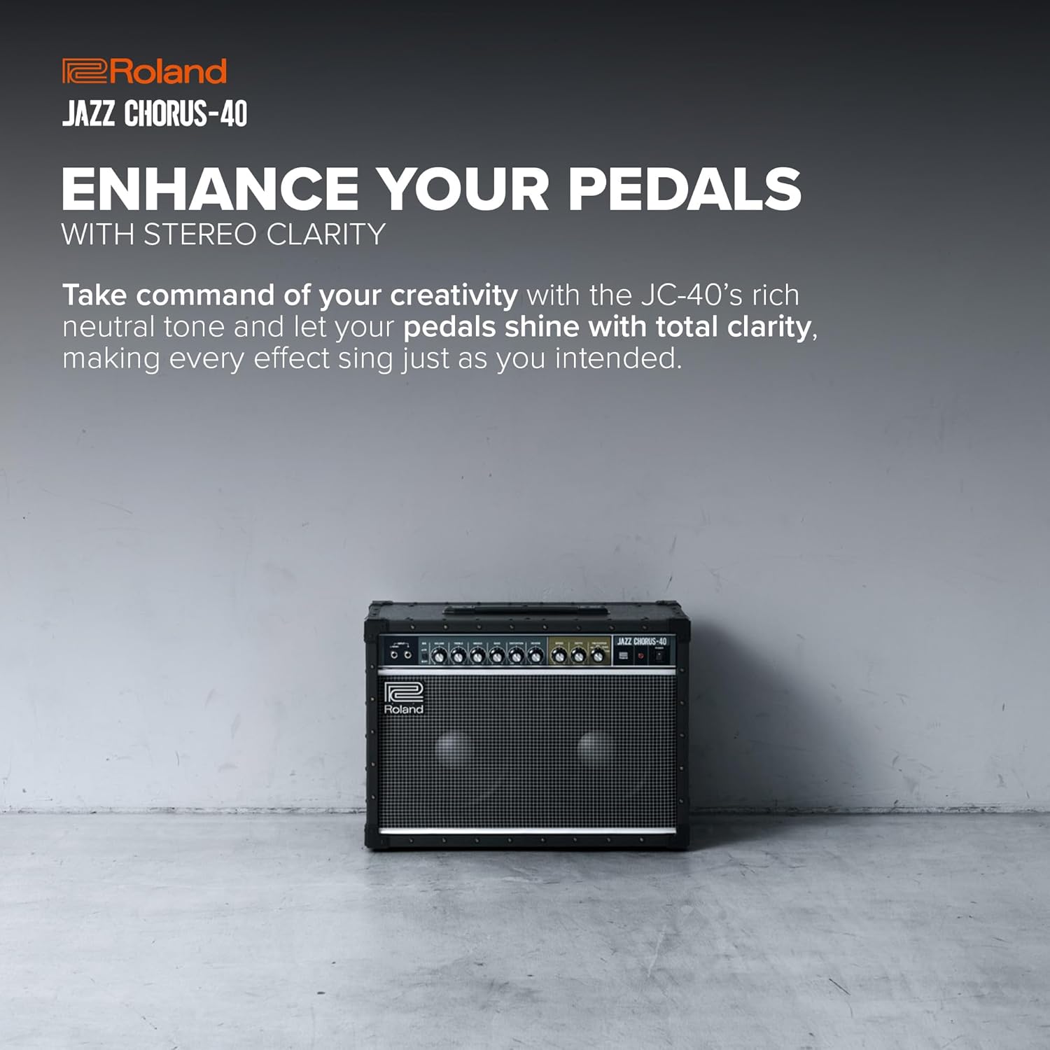 Roland JC-40 Jazz Chorus | Compact Guitar Amp | Iconic JC Clean Tone | Signature Dimensional Space Chorus Effect | Powerful 40-Watt Stereo Amp | Dual 10” Speakers | Enhances Pedals, Multi-FX & More