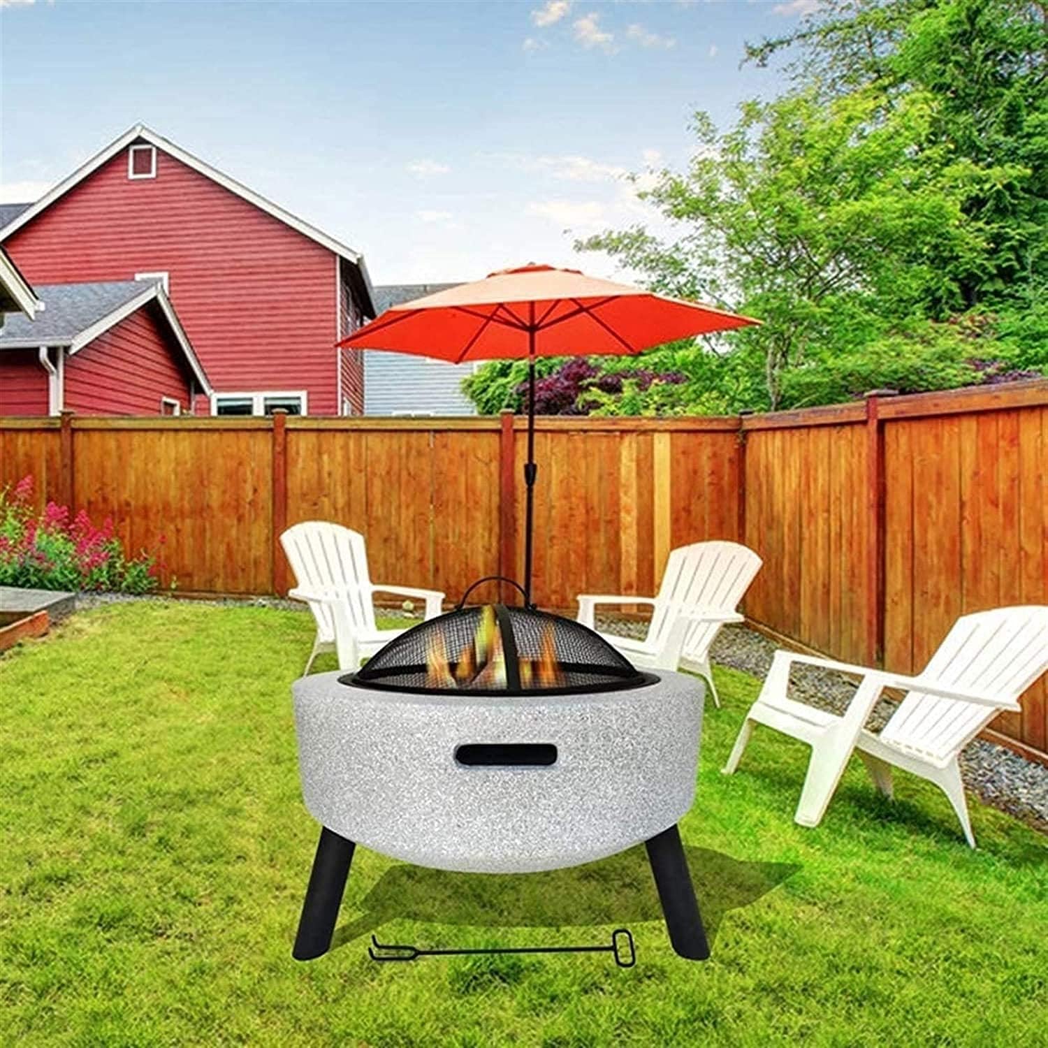 Fire Pits,BBQ Grill,Outdoor Camping Picnic Bonfire Patio Backyard Garden Beaches Park,Marble Finish,Family Essential Multifunctional Stove