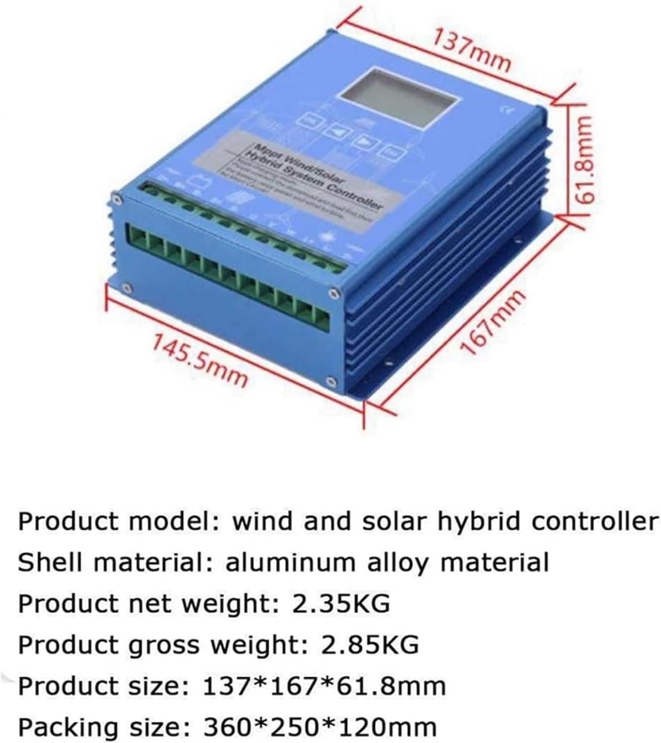 CAJUCA 24v, Solar Wind Hybrid System Charge Controller, 12000W Wind Turbine Generator Controller IP67 Waterproof Wind Generator Controller
