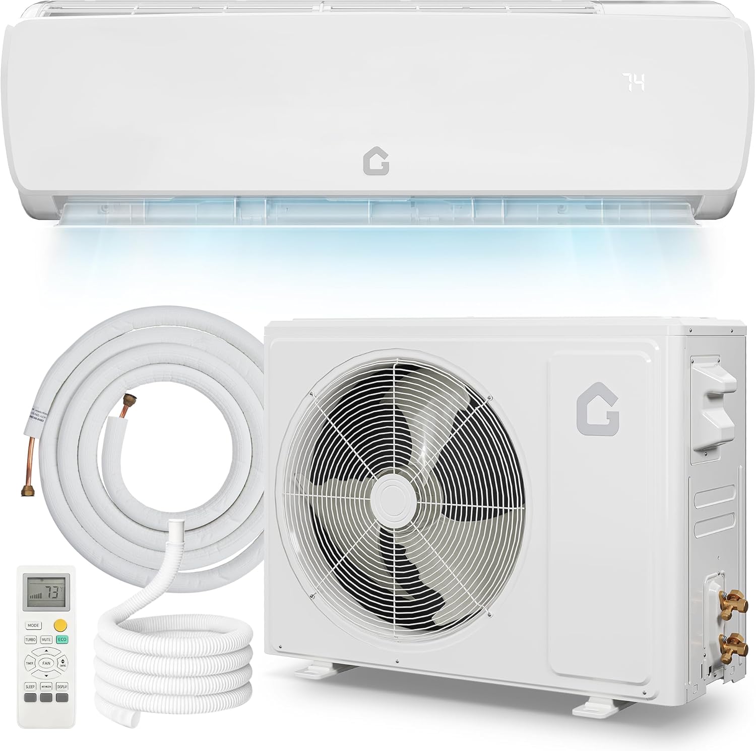 115V Mini Split Air Conditioner 9000 BTU 19 SEER2 Heat Pump, Cools 450 Sq.Ft with Household Plug, 3-in-1 Inverter System for Cooling Heating Dehumidifying, 10ft Line Set for Standard Wall Outlet