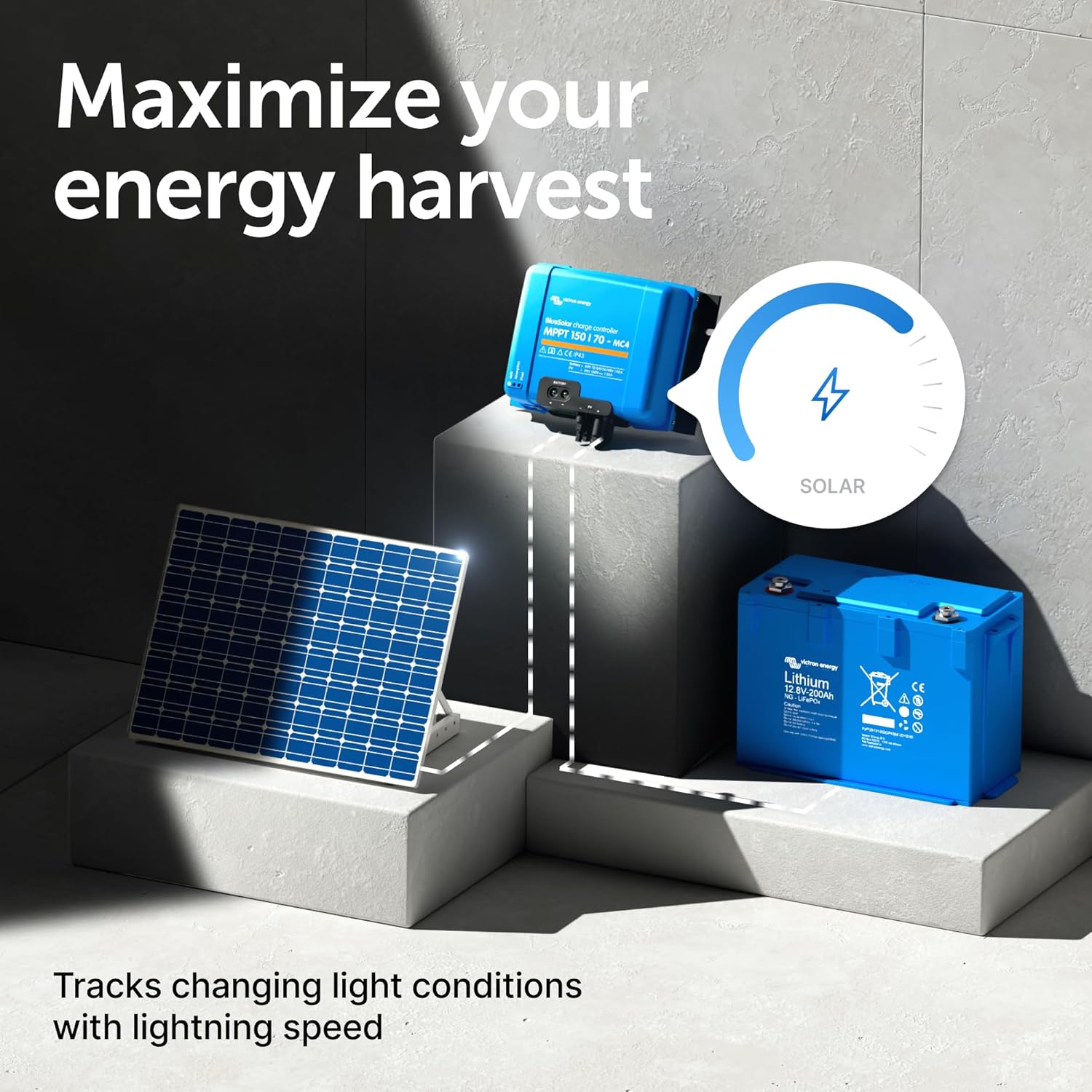 Victron Energy BlueSolar MPPT MC4 Compatible Solar Charge Controller - Charge Controllers for Solar Panels - 150V, 70 amp, 12/24/36/48-Volt