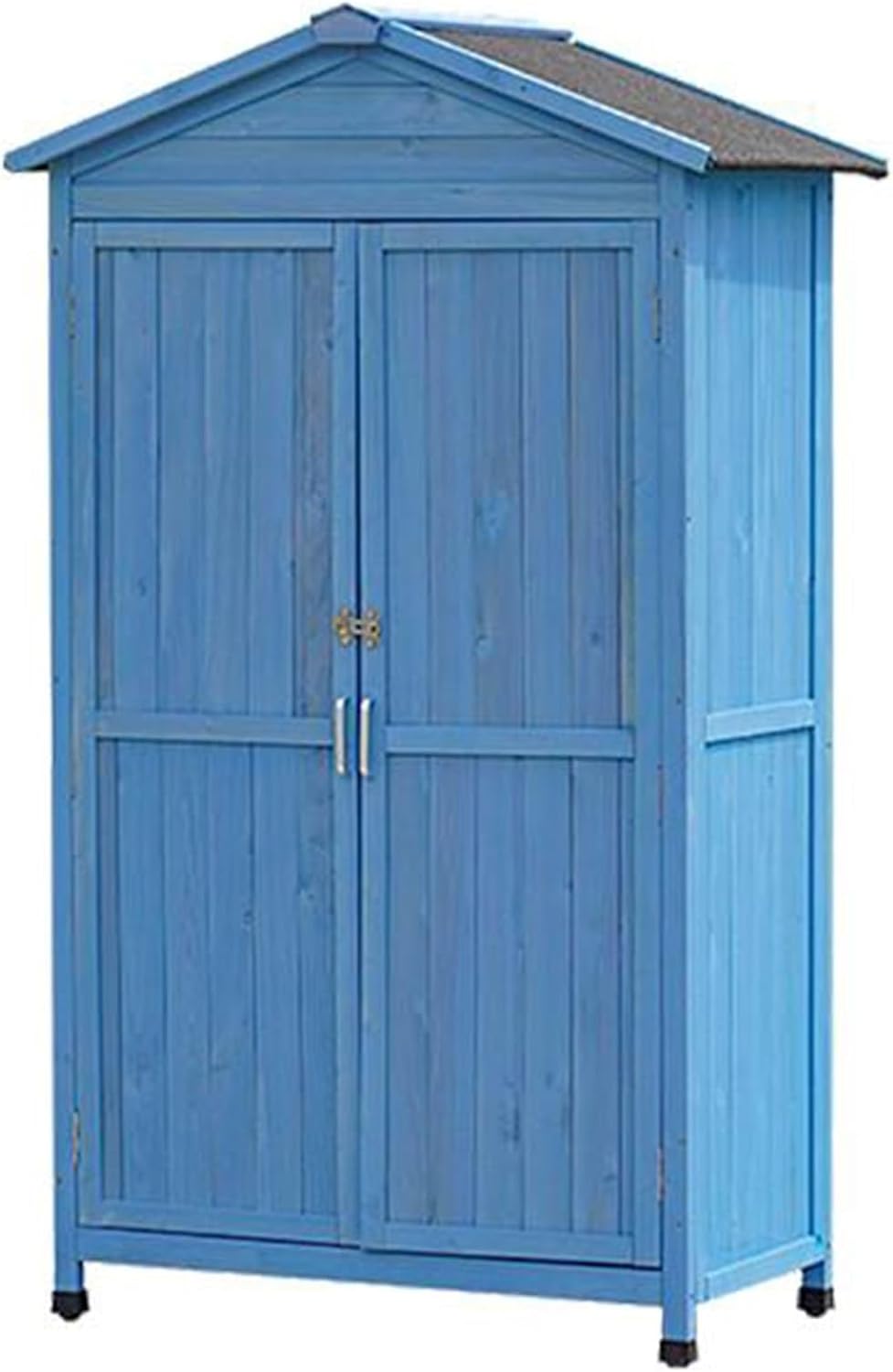 Large Outdoor Storage Cabinet with 3 Shelves, Outdoor Storage Shed with Shelves and Latch, Vertical Tool Organizer for Backyard Patio Deck (One Color Dark Blue)