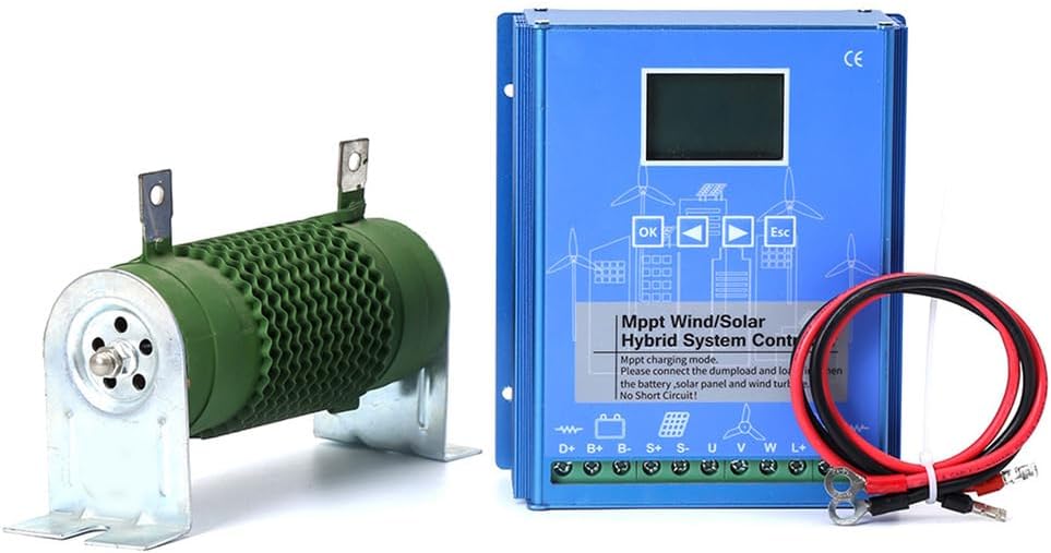 Wind Solar Hybrid Charge Controller,3000W12V/24V/48V Off Grid MPPT Wind Turbine Solar Charge Controller Hybrid Controller 2000W Wind and 1000W Solar Panel